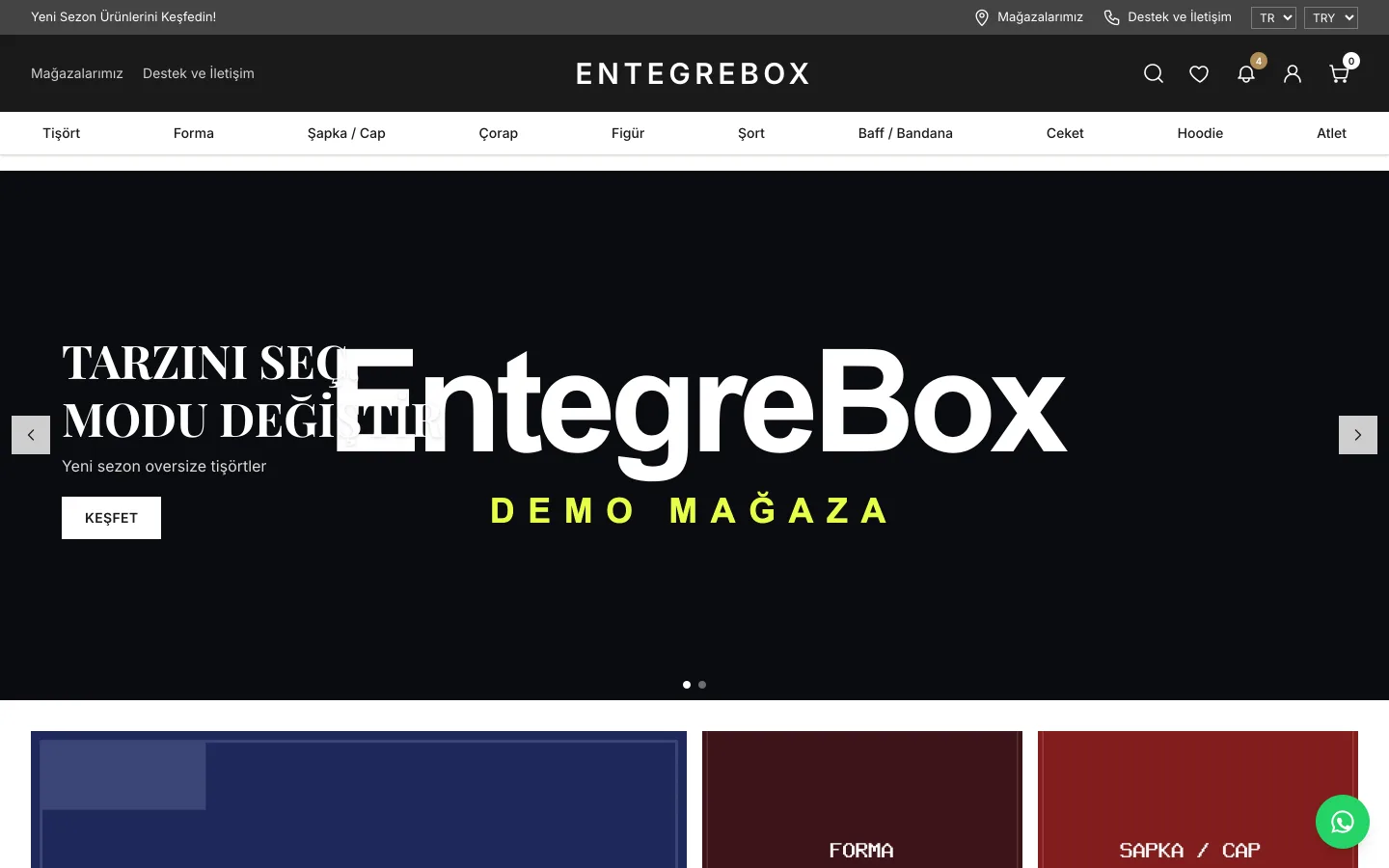 Luxe teması: demo mağaza ana sayfası